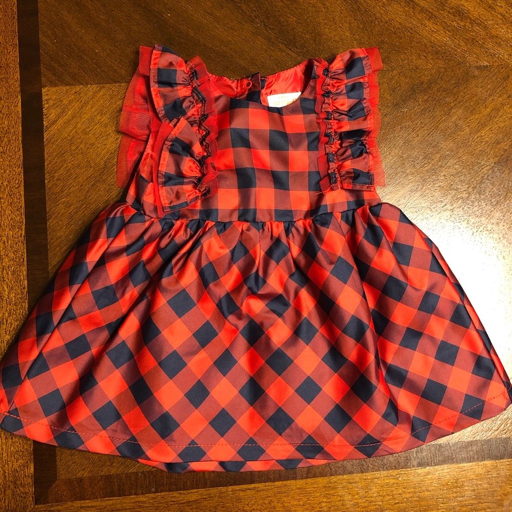 Red and navy blue dress 6-9 months